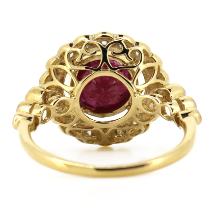 Yellow Gold Ruby and Diamond Vintage Inspired Ring
