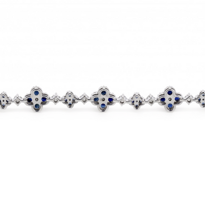White Gold Blue Sapphire & Diamond Floral Bracelet