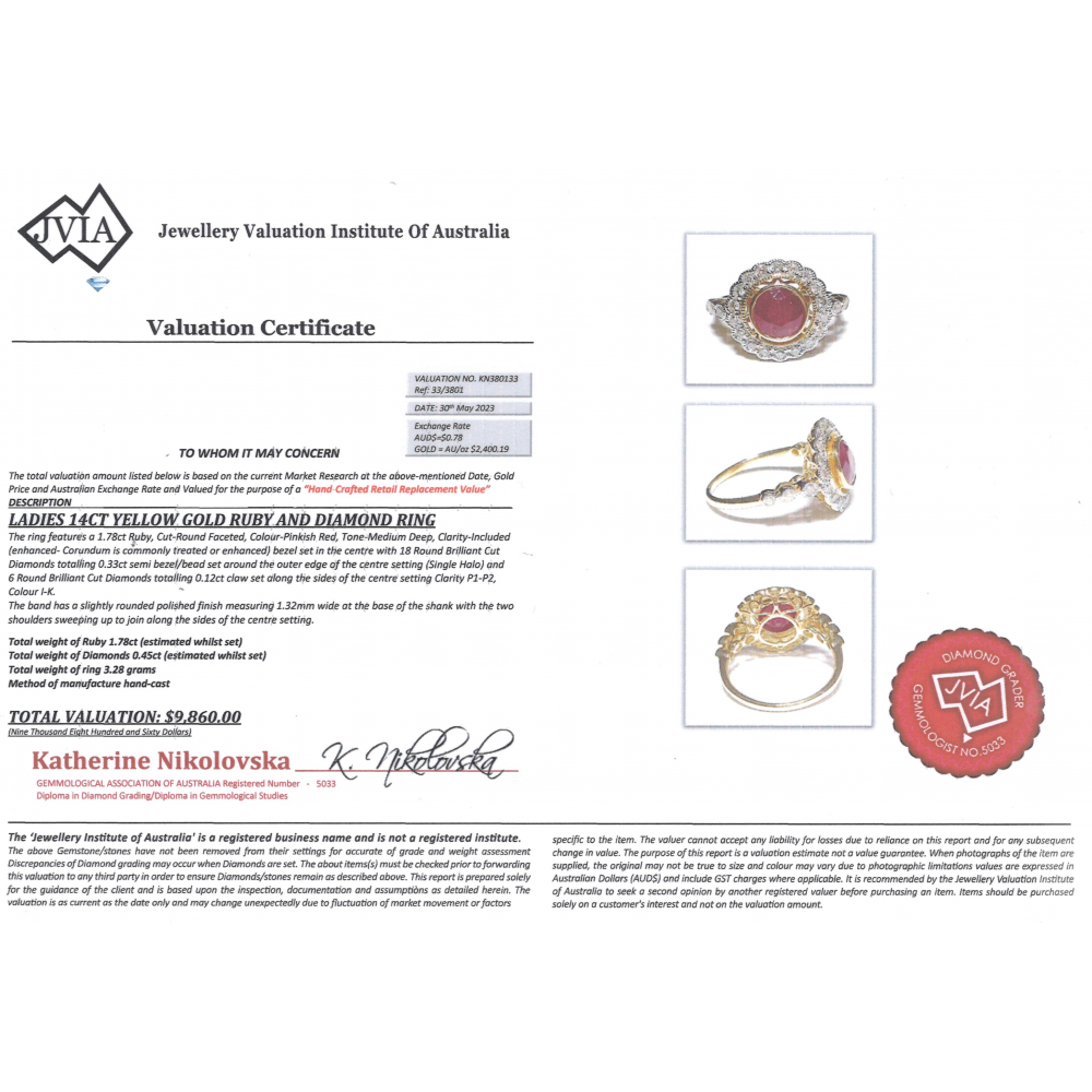 Yellow Gold Ruby and Diamond Vintage Inspired Ring