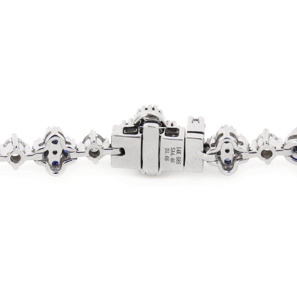 White Gold Blue Sapphire & Diamond Floral Bracelet