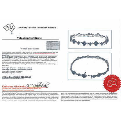 White Gold Blue Sapphire & Diamond Floral Bracelet