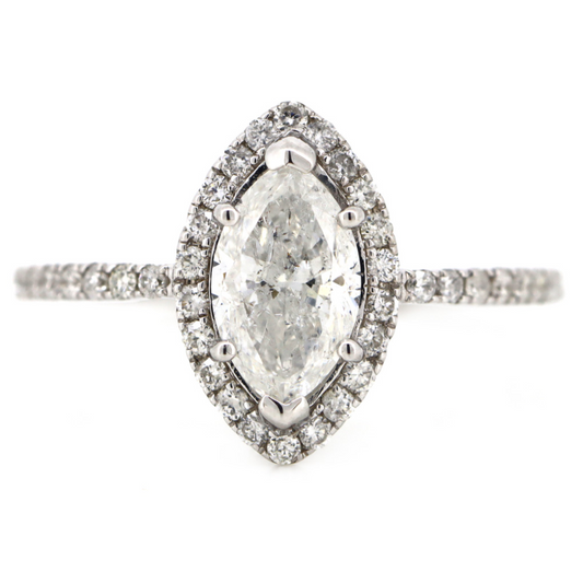 1.02ct White Gold Marquise Diamond Halo Ring