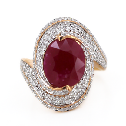 4.00ct Rose/White Gold Ruby and Diamond Cluster Ring