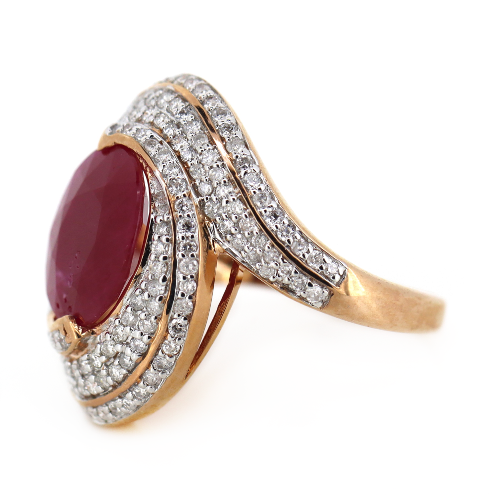 4.00ct Rose/White Gold Ruby and Diamond Cluster Ring