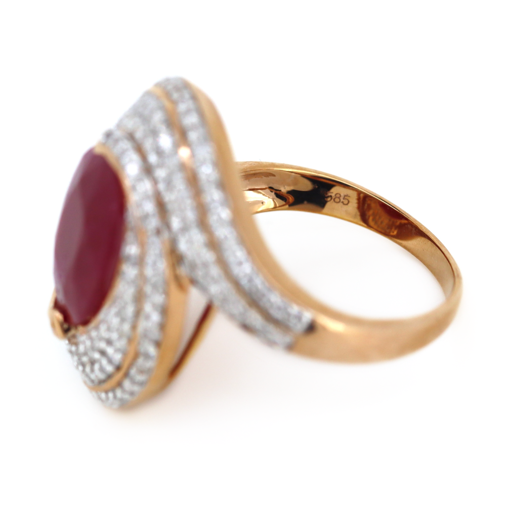 4.00ct Rose/White Gold Ruby and Diamond Cluster Ring