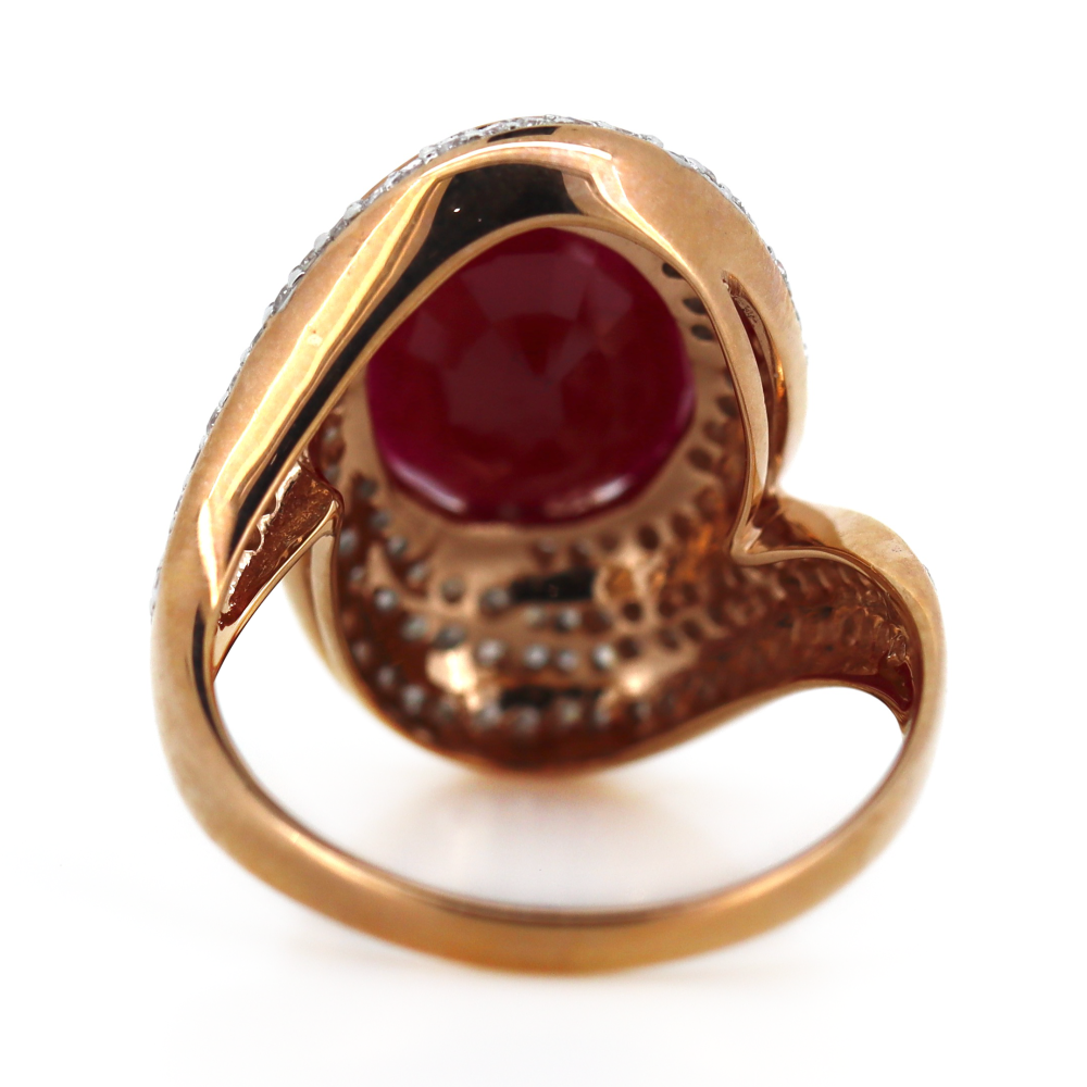 4.00ct Rose/White Gold Ruby and Diamond Cluster Ring