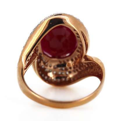 4.00ct Rose/White Gold Ruby and Diamond Cluster Ring