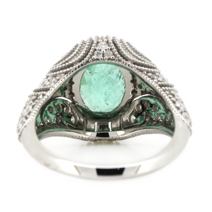White Gold Colombian Emerald & Diamond Dress Ring