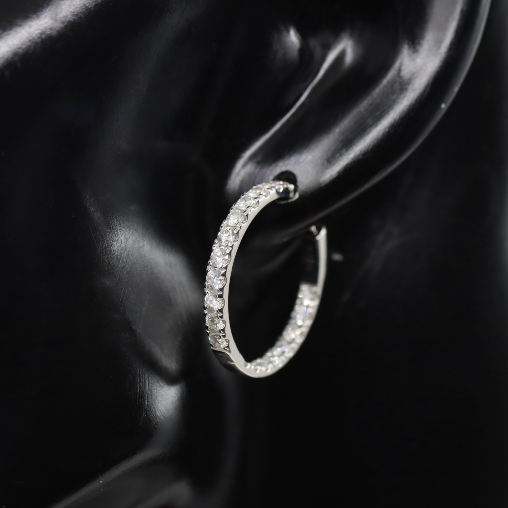 White Gold 2.53ct Diamond Hoop Earrings