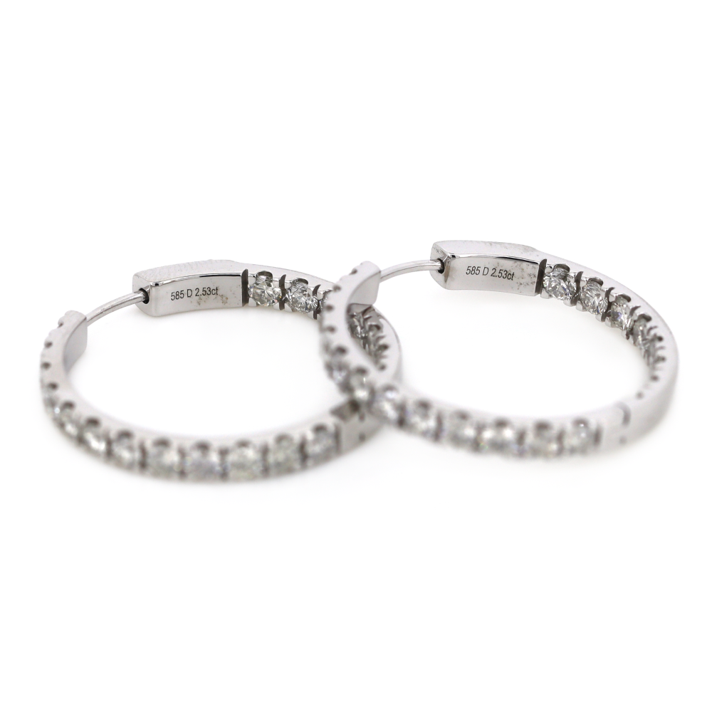 White Gold 2.53ct Diamond Hoop Earrings