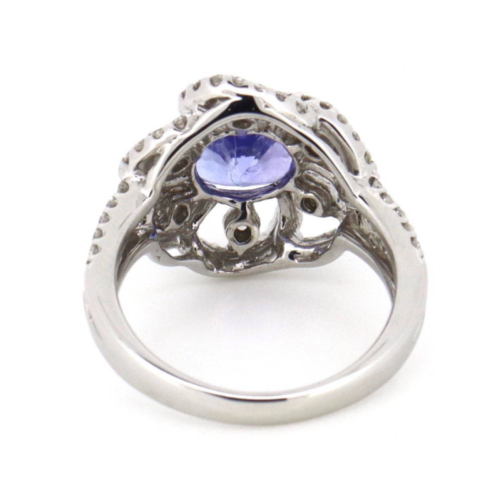 1.53ct White Gold, Tanzanite and Diamond Floral Ring