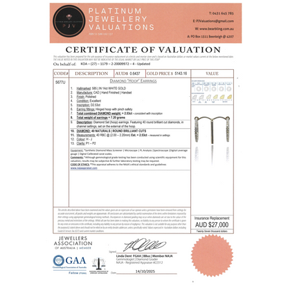 White Gold 2.53ct Diamond Hoop Earrings