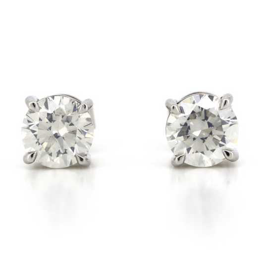 White Gold, 2.04ct TDW Diamond Solitaire Stud Earrings