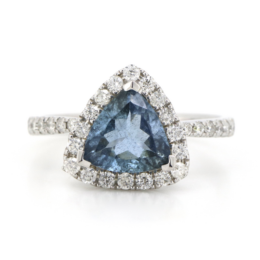 1.21ct Santa Maria Blue Aquamarine and Diamond Halo Ring