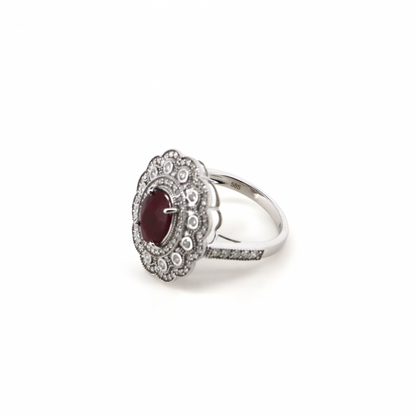 Ruby and Diamond Double Halo Statement Ring