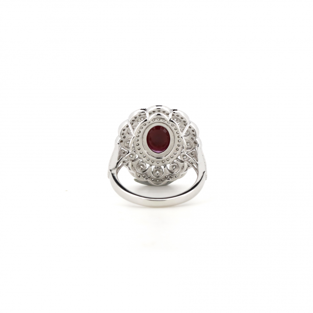 Ruby and Diamond Double Halo Statement Ring