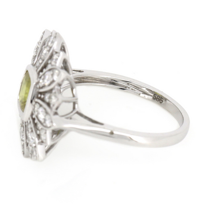 White Gold Yellow Ceylon Sapphire & Diamond Flower Ring