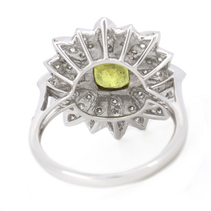 White Gold Yellow Ceylon Sapphire & Diamond Flower Ring
