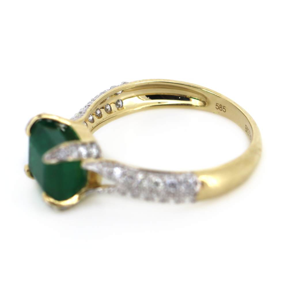 2.71ct Yellow Gold Emerald and Diamond Dress Ring