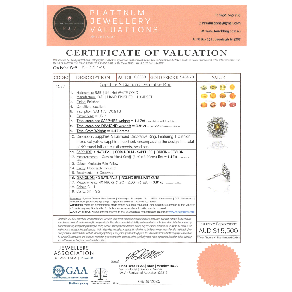 White Gold Yellow Ceylon Sapphire & Diamond Flower Ring