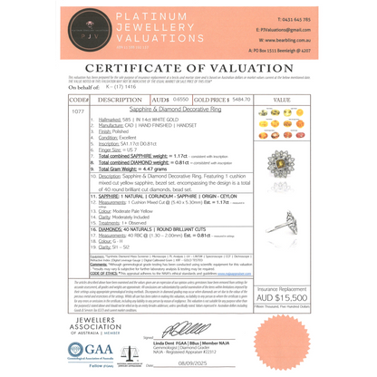 White Gold Yellow Ceylon Sapphire & Diamond Flower Ring