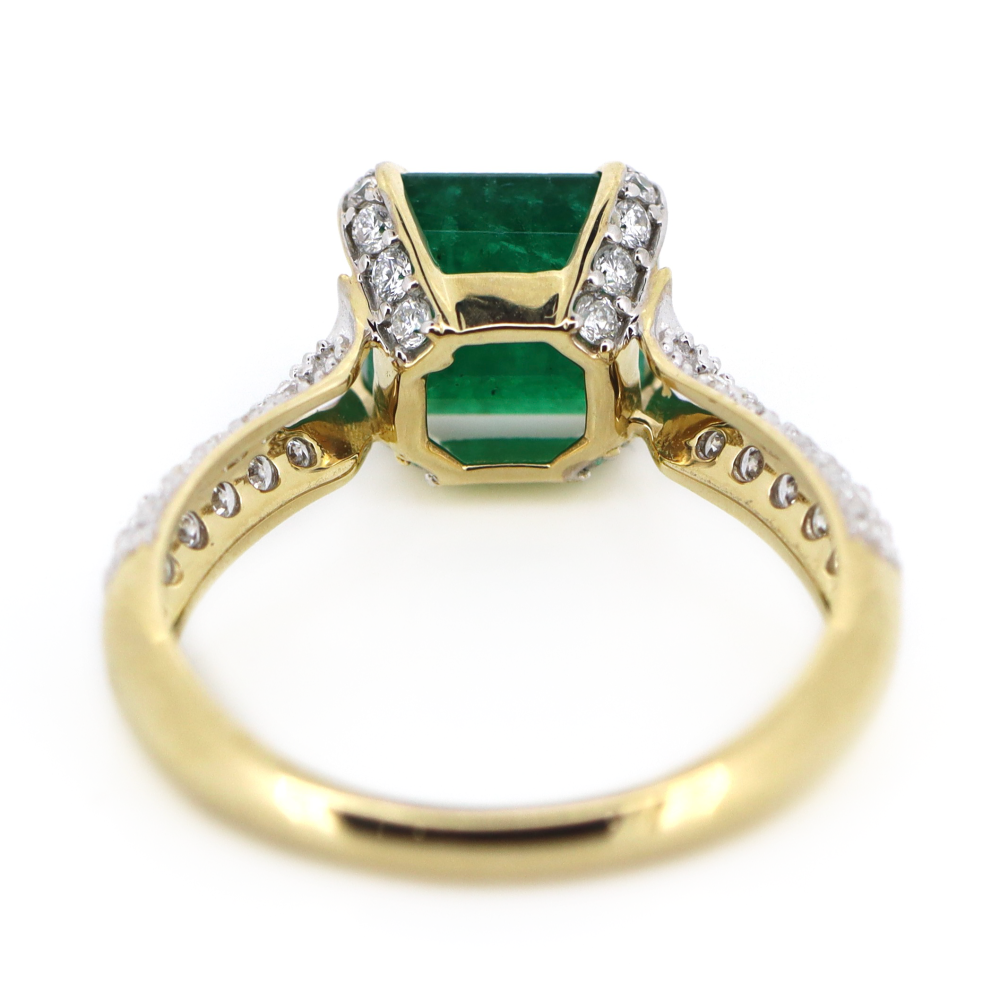 2.71ct Yellow Gold Emerald and Diamond Dress Ring