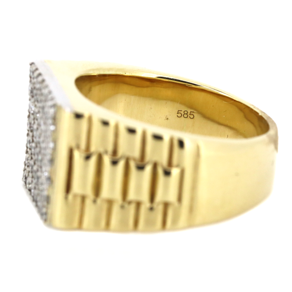 Yellow/White Gold 0.89ct TDW Diamond Cluster Gents Ring