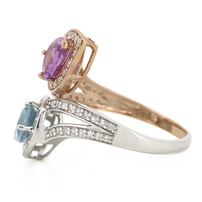 Rose/White Gold Aquamarine, Pink Sapphire & Diamond Dress Ring