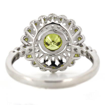 White Gold Fancy Yellow Diamond Antique Inspired Ring