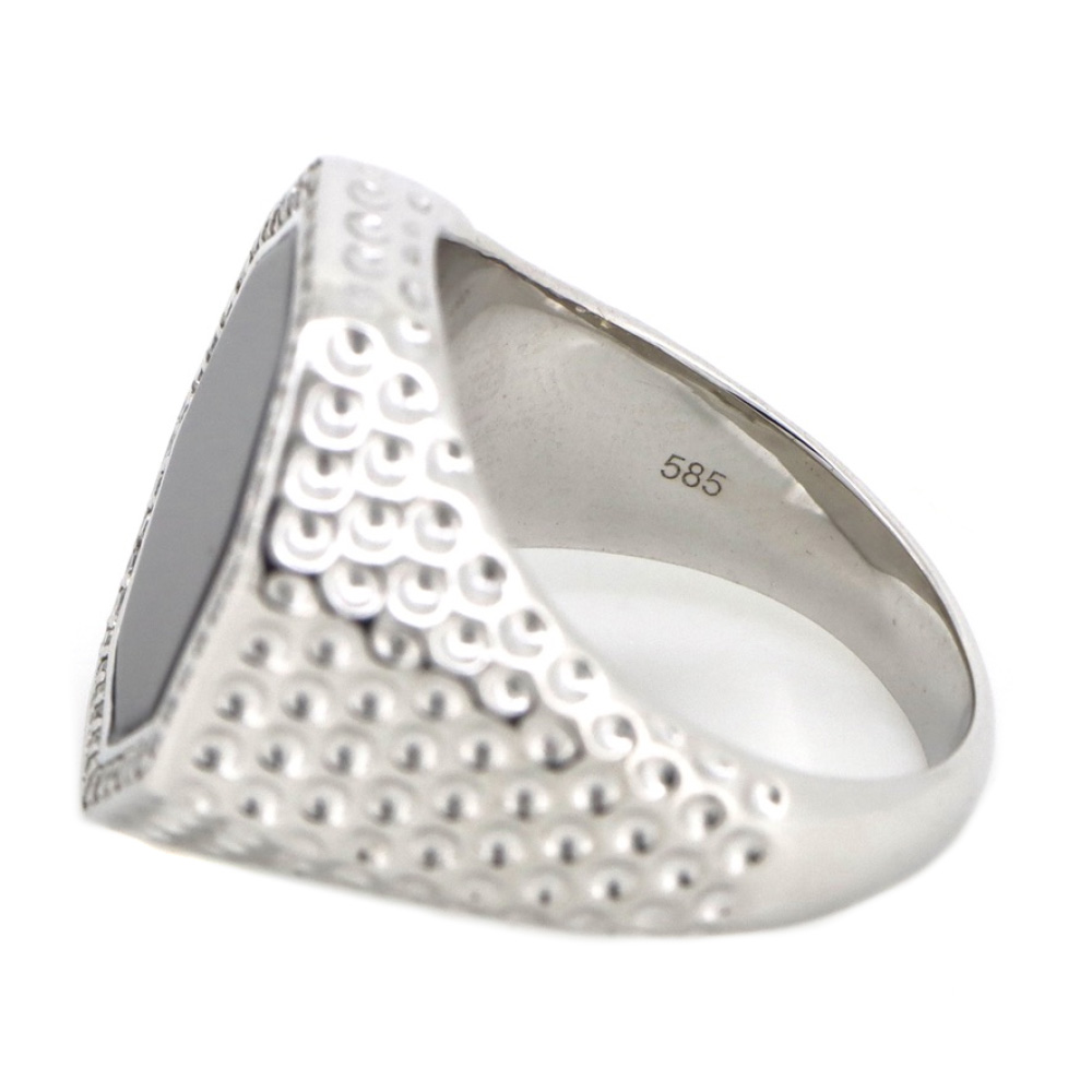 White Gold Onyx and Diamond Gents Ring