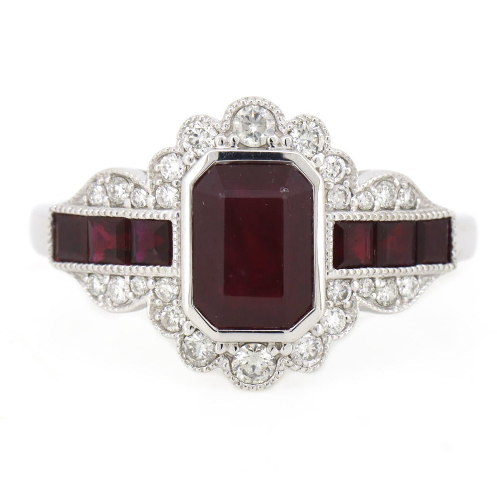 1.54ct White Gold Ruby & Diamond Dress Ring