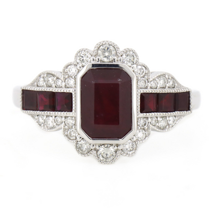 1.54ct White Gold Ruby & Diamond Dress Ring