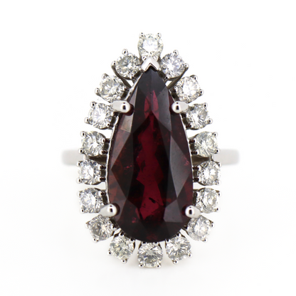 White Gold 7.82ct Red Tourmaline and Diamond Cocktail Ring