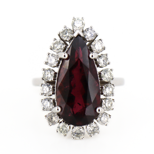 White Gold 7.82ct Red Tourmaline and Diamond Cocktail Ring