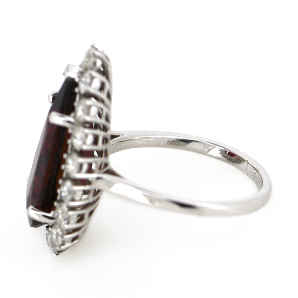 White Gold 7.82ct Red Tourmaline and Diamond Cocktail Ring