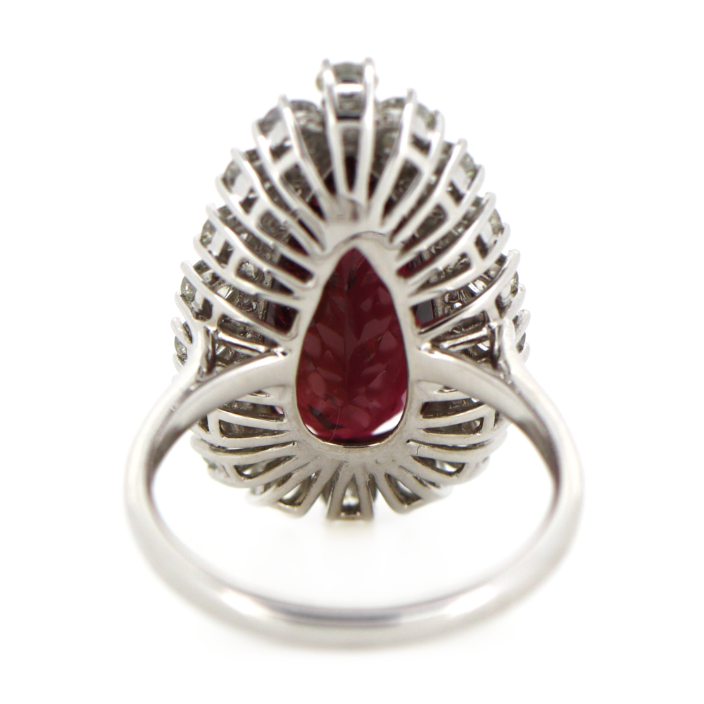 White Gold 7.82ct Red Tourmaline and Diamond Cocktail Ring