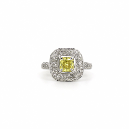 Fancy Yellow Diamond Vintage Style Halo Ring