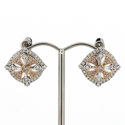 White/Rose Gold, Fancy Pink Diamond and Diamond Decorative Earrings