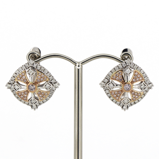 White/Rose Gold, Fancy Pink Diamond and Diamond Decorative Earrings