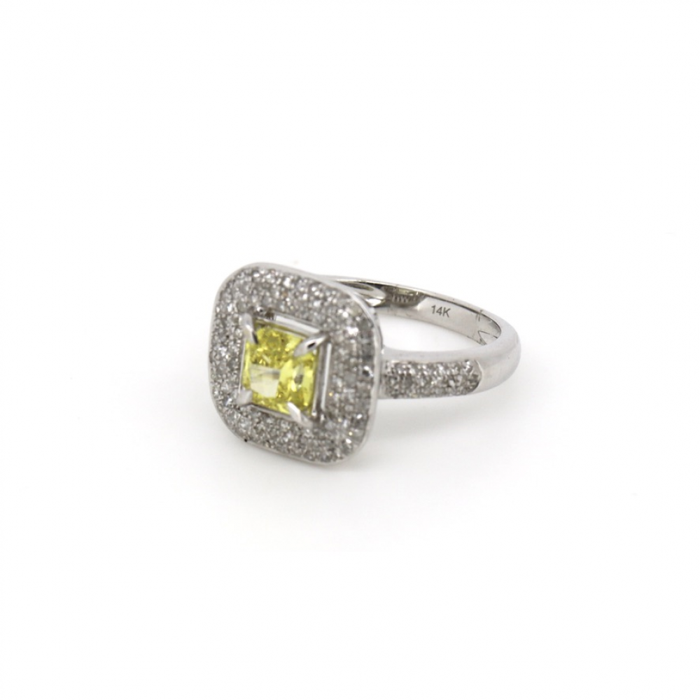 Fancy Yellow Diamond Vintage Style Halo Ring