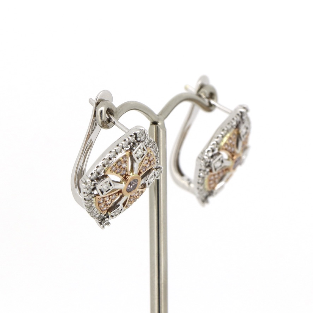 White/Rose Gold, Fancy Pink Diamond and Diamond Decorative Earrings