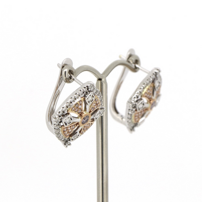 White/Rose Gold, Fancy Pink Diamond and Diamond Decorative Earrings