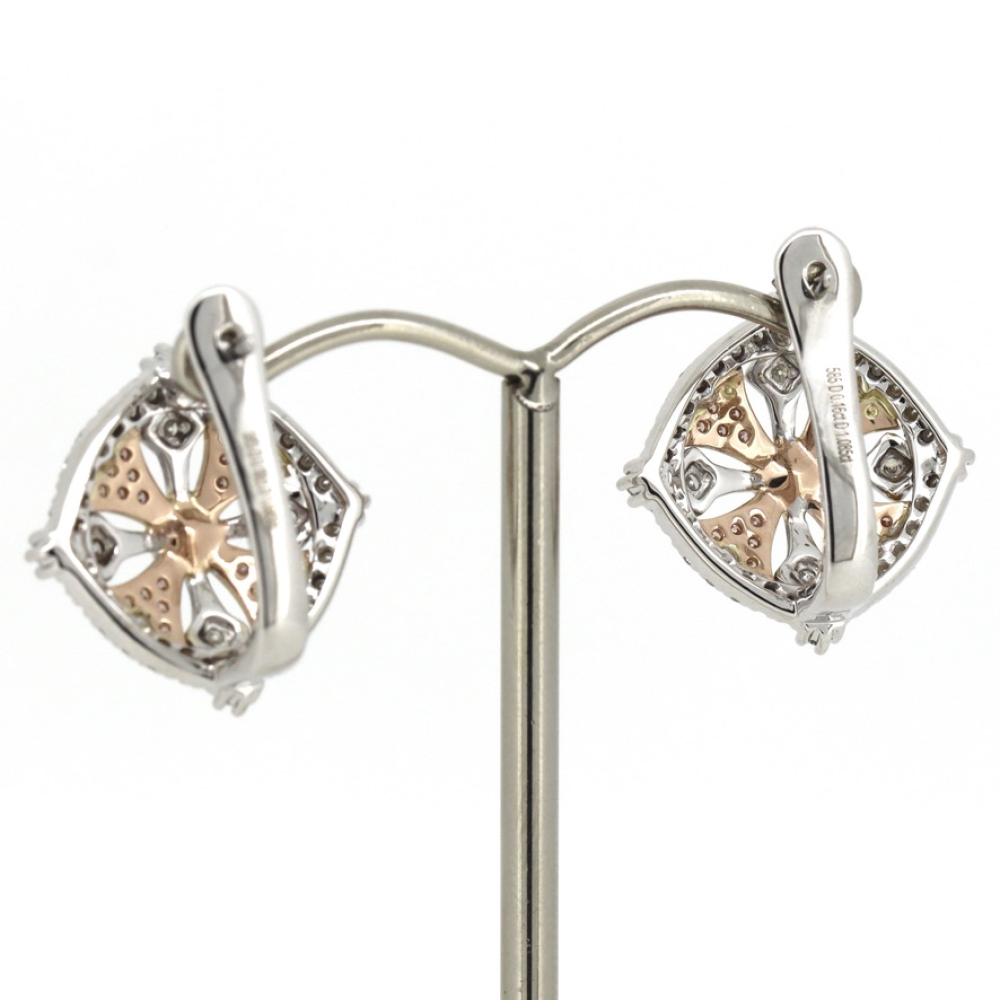 White/Rose Gold, Fancy Pink Diamond and Diamond Decorative Earrings