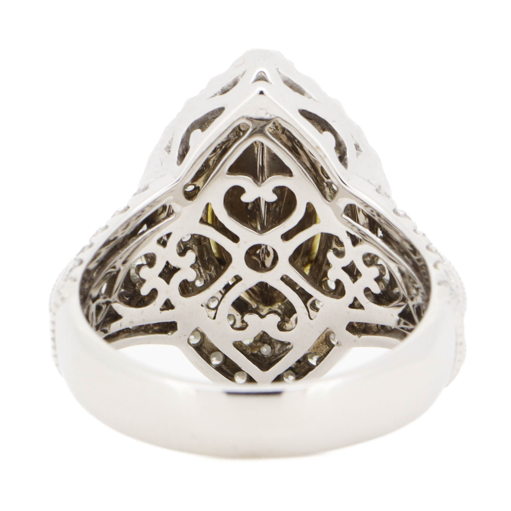 White & Yellow Gold Diamond Cluster Cocktail Ring – Marquise Cut Statement Elegance