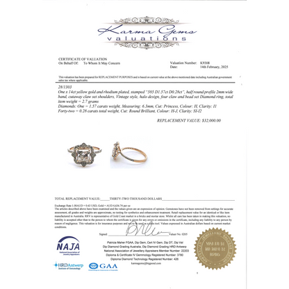 1.57ct Yellow Gold and Diamond Antique-Inspired Ring