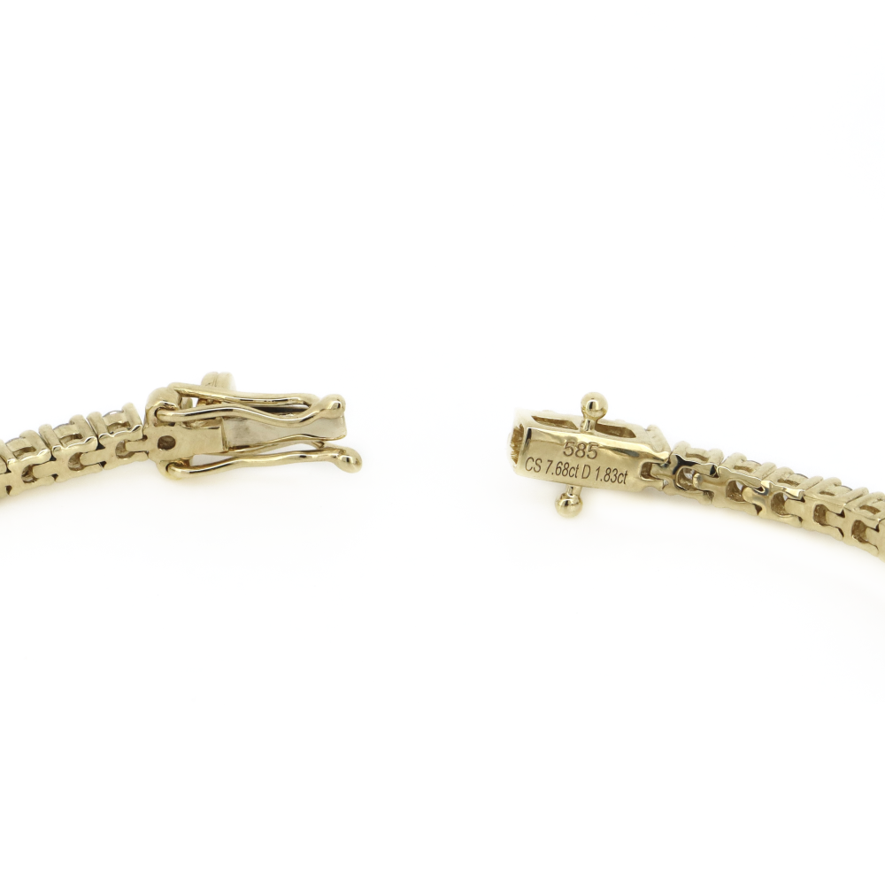 Yellow Gold Blue Ceylon Sapphire & Diamond Line Bracelet