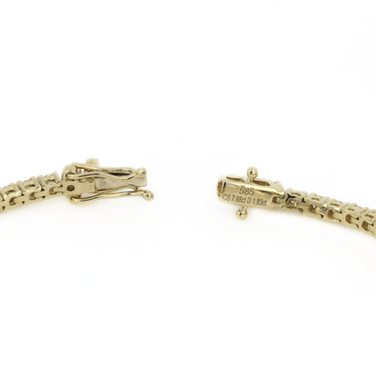 Yellow Gold Blue Ceylon Sapphire & Diamond Line Bracelet