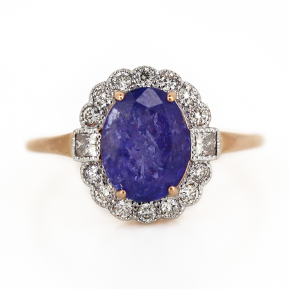 2.08ct Rose Gold Tanzanite and Diamond Halo Ring