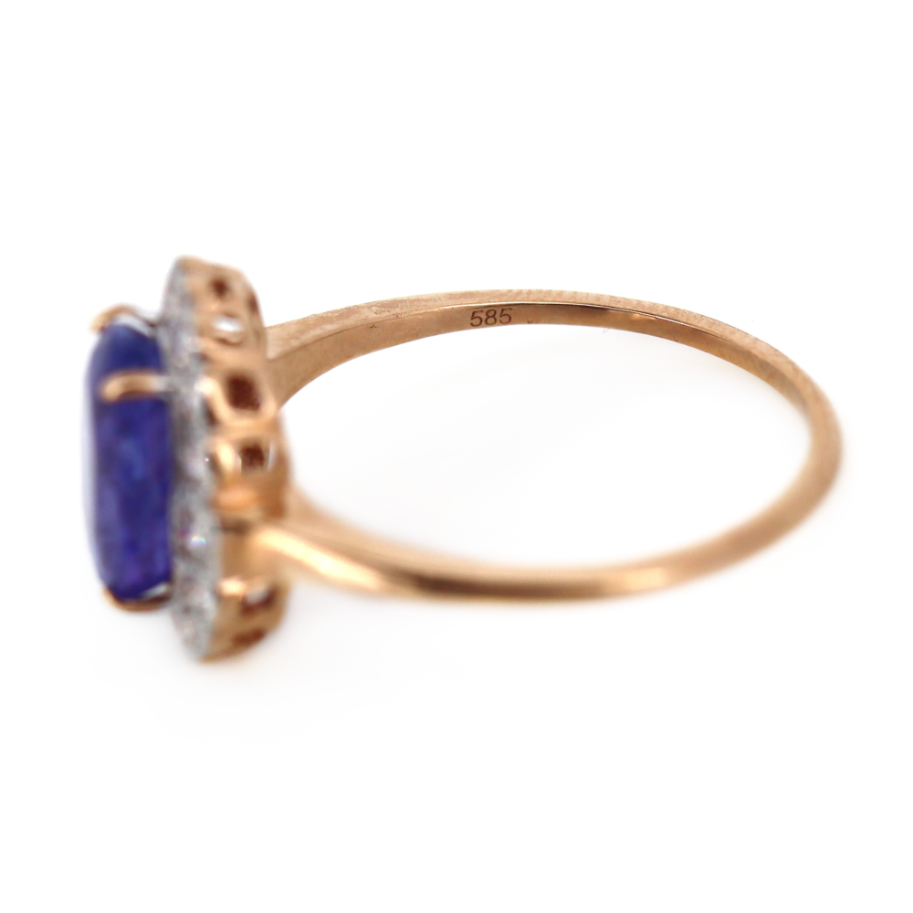 2.08ct Rose Gold Tanzanite and Diamond Halo Ring