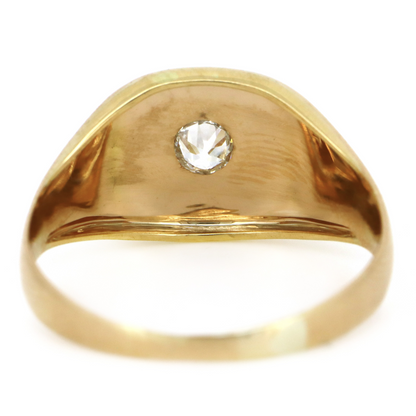 9K Rose Gold and Diamond Star Set Signet Ring